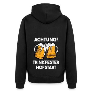Schützenfest Hofstaat Spruch Bier Schützenkönig - Unisex Premium Bio Zip Hoodie - Schwarz - Hinten - Nico (187cm)