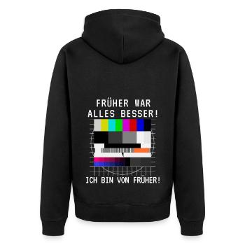 Früher war alles besser TV Testbild Geburtstag - Unisex Premium Bio Zip Hoodie - Schwarz - Hinten - Nico (187cm)