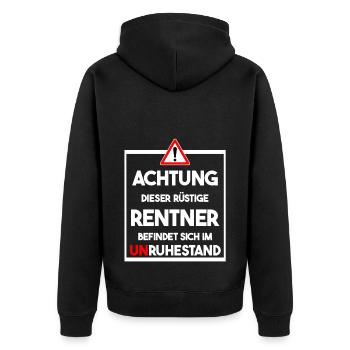 Rüstiger Rentner im Unruhestand Geschenk zur Rente - Unisex Premium Bio Zip Hoodie - Schwarz - Hinten - Nico (187cm)