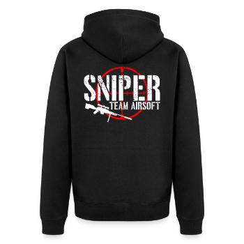 Sniper airsoft Team - Unisex Premium Bio Zip Hoodie - Schwarz - Hinten - Nico (187cm)