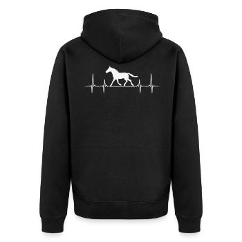Horse Heartbeat Riding Horse Lover Girl - Unisex Premium Organic Zip Hoodie - black - Back - Nico (187cm)