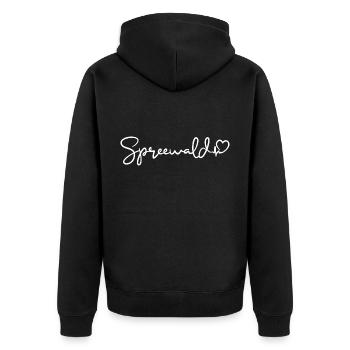 Spreewald Herzschlag - Unisex Premium Bio Zip Hoodie - Schwarz - Hinten - Nico (187cm)