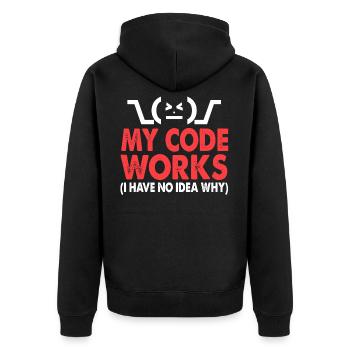 Code - Unisex Premium Bio Zip Hoodie - Schwarz - Hinten - Nico (187cm)