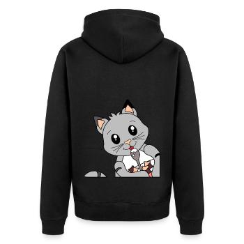 Chat au petit-déjeuner - cadeau pour les mamans chats - Veste à capuche bio Premium Unisexe - noir - Dos - Nico (187cm)