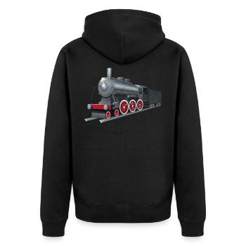 Zug - Unisex Premium Bio Zip Hoodie - Schwarz - Hinten - Nico (187cm)