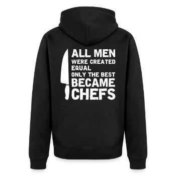 Chefkoch & Küchen Hobby Koch Geschenke - Unisex Premium Bio Zip Hoodie - Schwarz - Hinten - Nico (187cm)