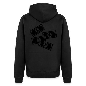 Symbole d’argent liquide - Veste à capuche bio Premium Unisexe - noir - Dos - Nico (187cm)