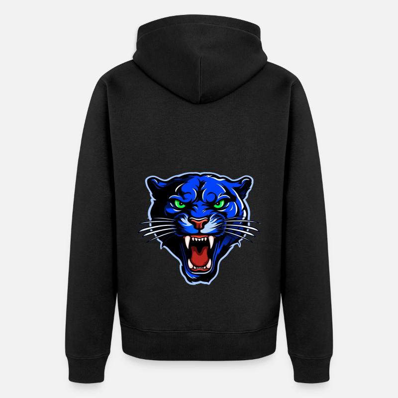 Tête de panthère Bleu - Veste à capuche bio Premium Unisexe - noir