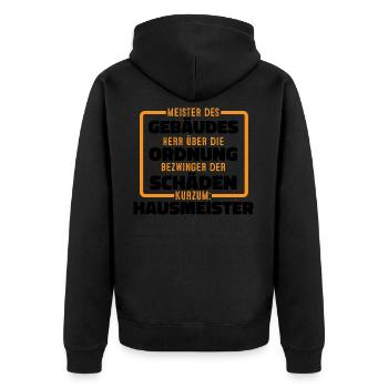 Meister Des Gebäudes Hauswart Witziges Hausmeister - Unisex Premium Bio Zip Hoodie - Schwarz - Hinten - Nico (187cm)
