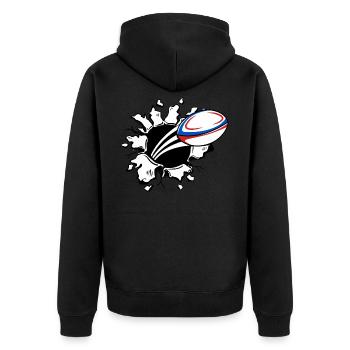 Rugby France Rugby Maillot Pour les Français France - Veste à capuche bio Premium Unisexe - noir - Dos - Nico (187cm)
