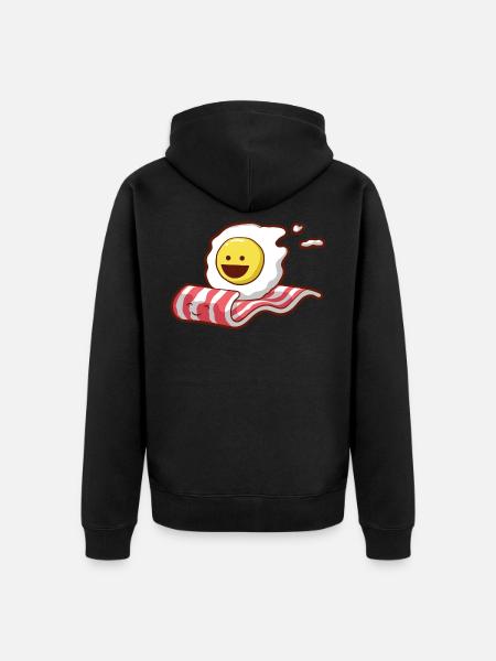 Breakfast Eggs Bacon Gift - Unisex Premium Organic Zip Hoodie - black