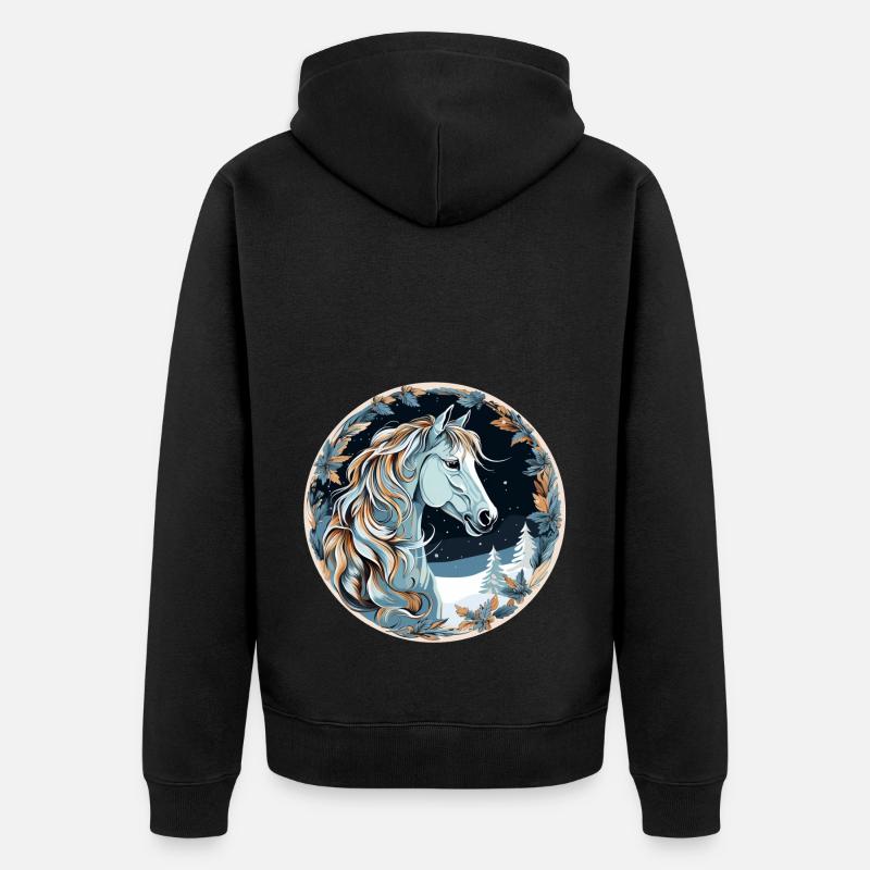 Cheval Boho d’hiver - Veste à capuche bio Premium Unisexe - noir