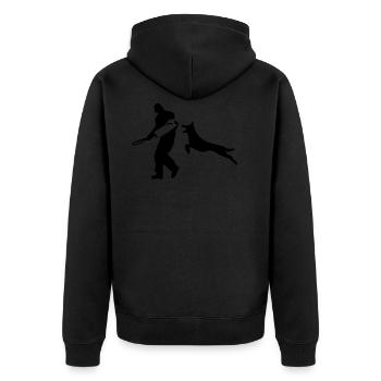 VPG - Unisex Premium Bio Zip Hoodie - Schwarz - Hinten - Nico (187cm)