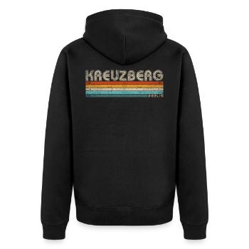 Kreuberg Berlin Capital District Kiez Retro 80s - Unisex Premium Organic Zip Hoodie - black - Back - Nico (187cm)
