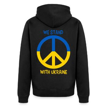 We stand with Ukraine Peace - Unisex Premium Organic Zip Hoodie - black - Back - Nico (187cm)