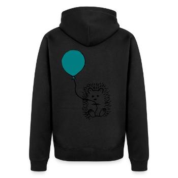 Hérisson avec ballon - Veste à capuche bio Premium Unisexe - noir - Dos - Nico (187cm)
