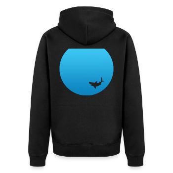 Hai Wasser - Unisex Premium Bio Zip Hoodie - Schwarz - Hinten - Nico (187cm)