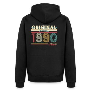 35ème anniversaire cadeau mari Original avril 1990 - Veste à capuche bio Premium Unisexe - noir - Dos - Nico (187cm)