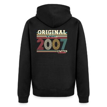 18. Geburtstag Geschenk Mann Original April 2007 - Unisex Premium Bio Zip Hoodie - Schwarz - Hinten - Nico (187cm)