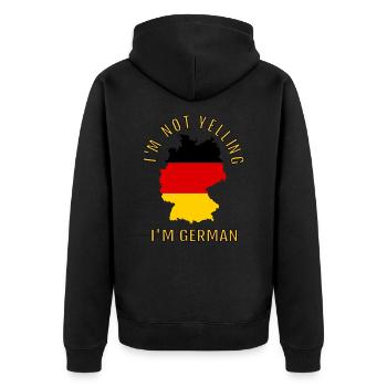 I'M Not Yelling I Am German Germany Germans - Unisex Premium Bio Zip Hoodie - Schwarz - Hinten - Nico (187cm)