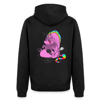 Unicorn pig with wings - Unisex Premium Organic Zip Hoodie - black - Back - Nico (187cm)