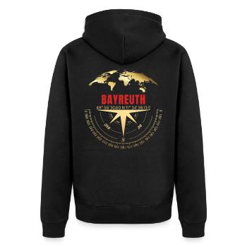Koordinaten Bayreuth - Unisex Premium Bio Zip Hoodie - Schwarz - Hinten - Nico (187cm)