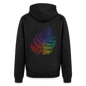 Regenbogenfarn - Be Natural - T-Shirt, Hoodie - Unisex Premium Bio Zip Hoodie - Schwarz - Hinten - Nico (187cm)