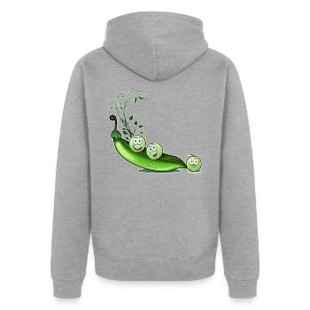 Humour de pois - Veste à capuche bio Premium Unisexe - gris chiné - Dos - Nico (187cm)