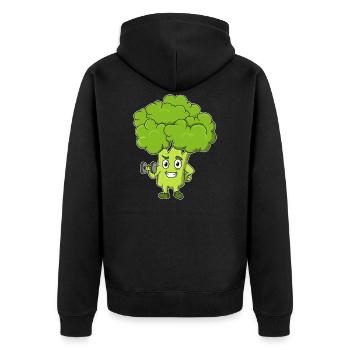 Broccoli training - Unisex Premium Organic Zip Hoodie - black - Back - Nico (187cm)
