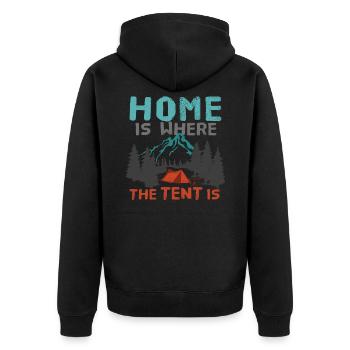 Wintercamping Zelten Camping Berge Wald Outdoor - Unisex Premium Bio Zip Hoodie - Schwarz - Hinten - Nico (187cm)