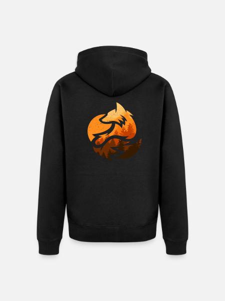 Fuchs Tierdesign Geschenke - Unisex Premium Bio Zip Hoodie - Schwarz