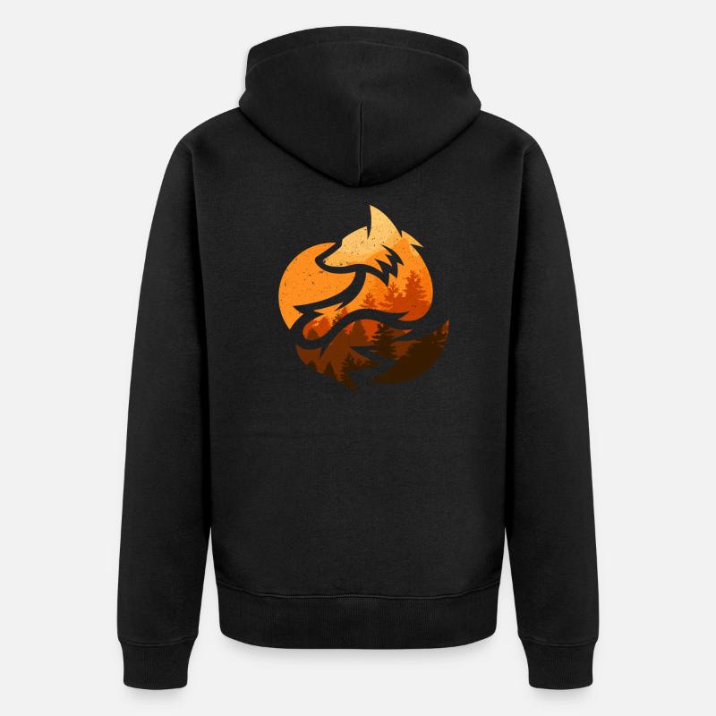 Fuchs Tierdesign Geschenke - Unisex Premium Bio Zip Hoodie - Schwarz