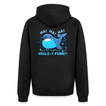 Lustiges Wal Design Whale Hello There! - Unisex Premium Bio Zip Hoodie - Schwarz - Hinten - Nico (187cm)