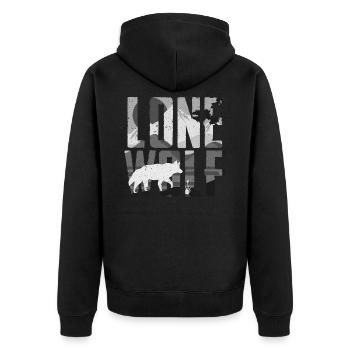 Lone wolf gift - Unisex Premium Organic Zip Hoodie - black - Back - Nico (187cm)