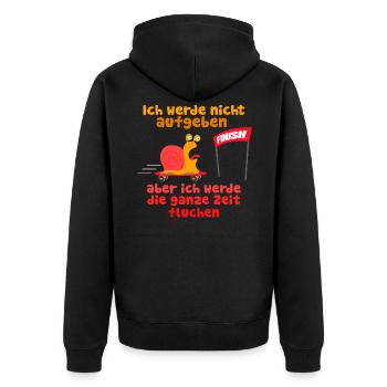 Nicht Aufgeben aber Fluchen Schnecke Joggen Laufen - Unisex Premium Bio Zip Hoodie - Schwarz - Hinten - Nico (187cm)