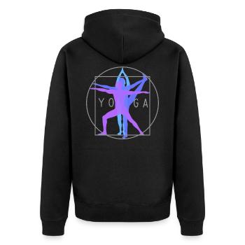 Vitruvian man yoga yoga movement logo ladies - Unisex Premium Organic Zip Hoodie - black - Back - Nico (187cm)