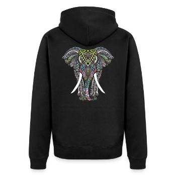 Elefant Mandala Tribal Ganesha Chakra Yoga Tattoo - Unisex Premium Bio Zip Hoodie - Schwarz - Hinten - Nico (187cm)