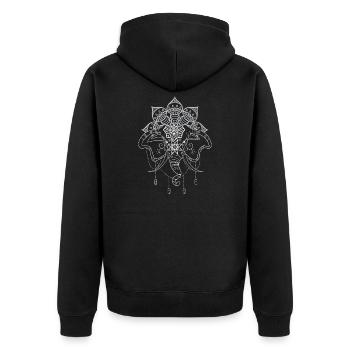 Elefanten Mandala Zeichnung Buddha Chakra - Unisex Premium Bio Zip Hoodie - Schwarz - Hinten - Nico (187cm)