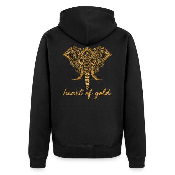 Heart of Elefanten Mandala Chakra Geschenk - Unisex Premium Bio Zip Hoodie - Schwarz - Hinten - Nico (187cm)