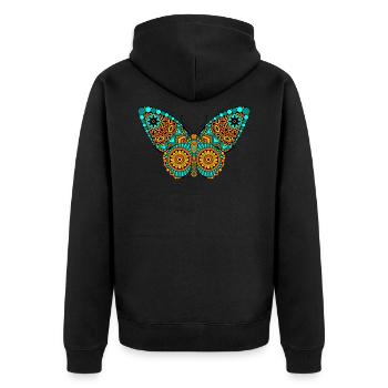 Butterfly Mandala Tatoo Tribal - Unisex Premium Organic Zip Hoodie - black - Back - Nico (187cm)