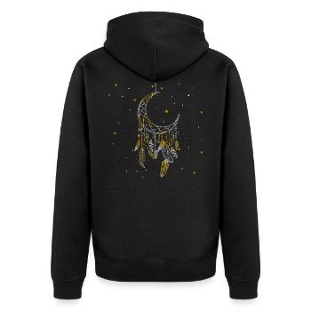 Capteur de rêves avec plumes, croissant de lune et étoiles - Veste à capuche bio Premium Unisexe - noir - Dos - Nico (187cm)