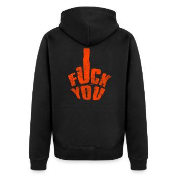 Va te faire foutre avec un signe de la main du majeur caché - Veste à capuche bio Premium Unisexe - noir - Dos - Nico (187cm)
