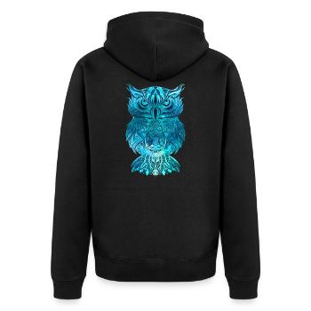 Blue Owl Night Owl Eagle Owl Mandala Tatto Gift - Unisex Premium Organic Zip Hoodie - black - Back - Nico (187cm)