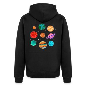 Sonnensystem mit Planeten Solarsystem Universum - Unisex Premium Bio Zip Hoodie - Schwarz - Hinten - Nico (187cm)