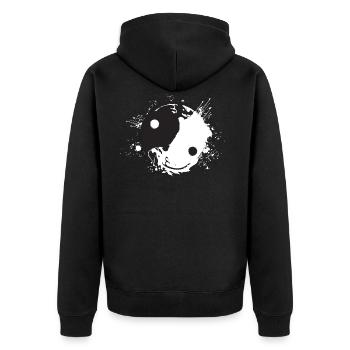 Yin Yang Drachen Ying Yang Symbol Zeichnung - Unisex Premium Bio Zip Hoodie - Schwarz - Hinten - Nico (187cm)