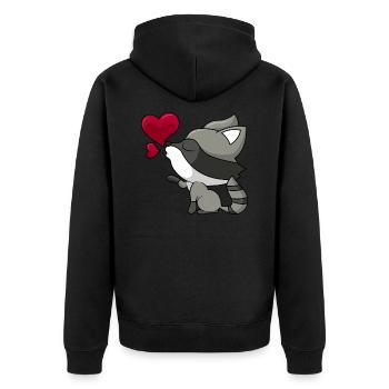 Raton laveur mignon avec cadeau coeur et amour - Veste à capuche bio Premium Unisexe - noir - Dos - Nico (187cm)