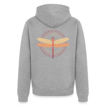Dragonfly Insect Circle Logo Vintage Retro - Unisex Premium Organic Zip Hoodie - heather grey - Back - Nico (187cm)