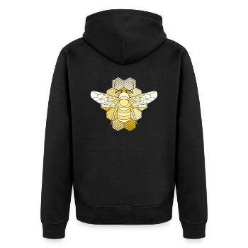 Gelbe Honigbiene auf Honigwaben Biene Honig Imker - Unisex Premium Bio Zip Hoodie - Schwarz - Hinten - Nico (187cm)