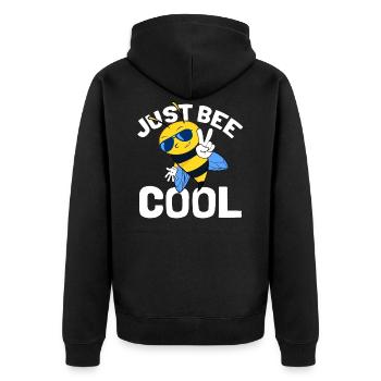 Just Bee Cool - Süße Biene Hummel Wespe - Unisex Premium Bio Zip Hoodie - Schwarz - Hinten - Nico (187cm)