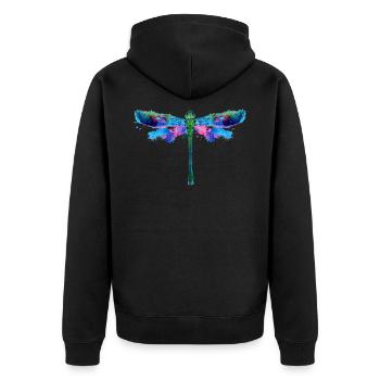 Dragonflies drawing insect art painting - Unisex Premium Organic Zip Hoodie - black - Back - Nico (187cm)